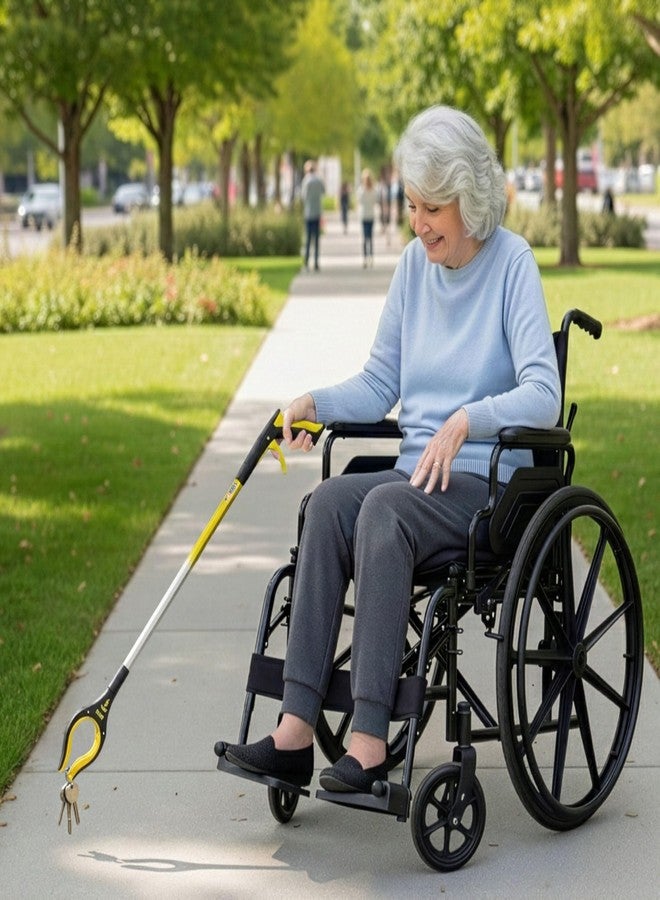 RMS 2-Pack 32 Inch Extra Long Grabber Reacher with Rotating Jaw - Mobility Aid Reaching Assist Tool (Yellow) - Image 2